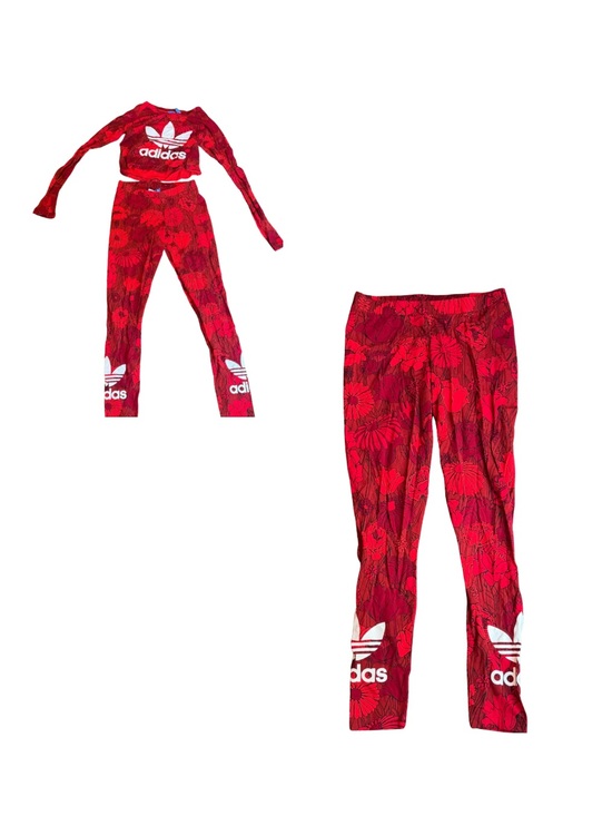 adidas Pants - adidas Red Floral Two-Piece Crop Top & Leggings Set